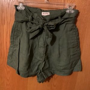 Olive Green Tie-Front Shorts